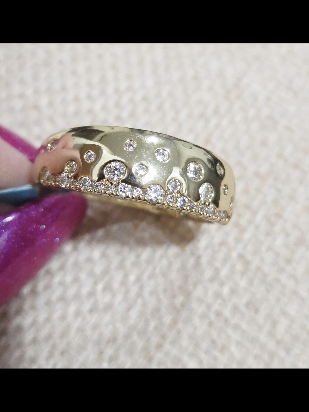 Gold Moissanite Inlay Accent Women's Band ~size 5 - Picture 4 of 4